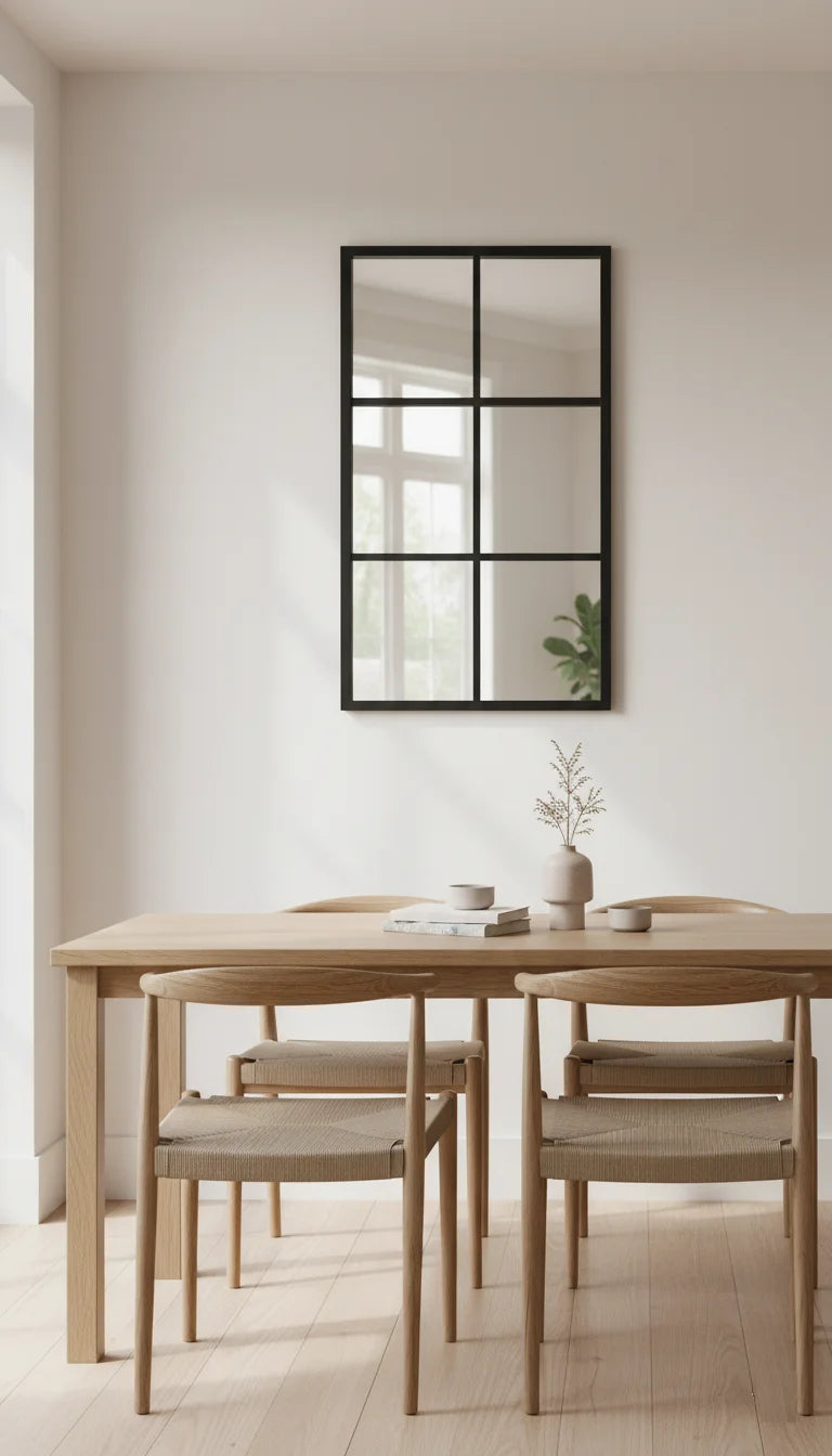 Sparkle Decors Window Style Metal Frame Mirror — 50×76 cm (Black)